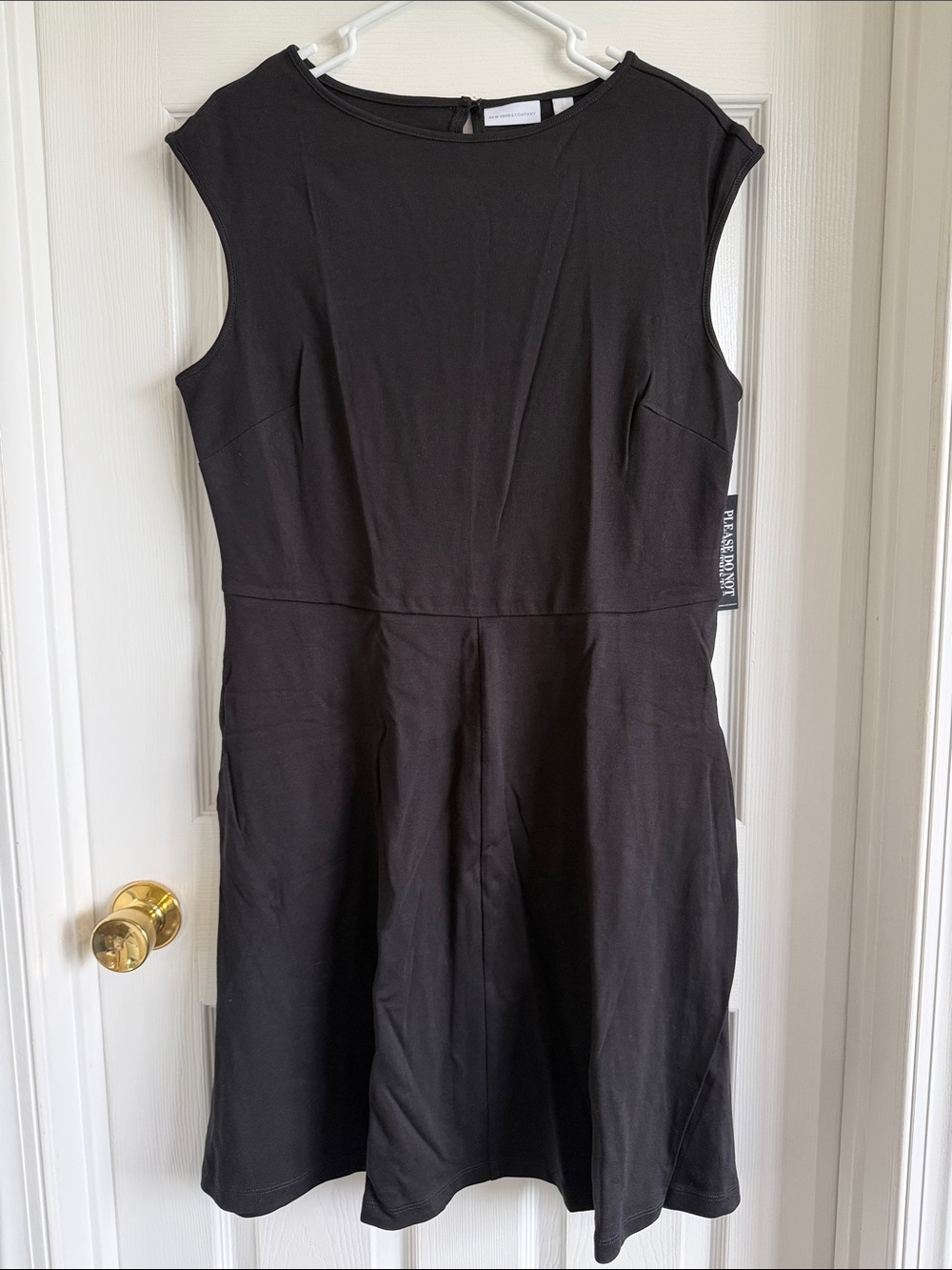 NWT New York & Company Black Cap-Sleeve Midi Fit-and-Flare Dress - Tall